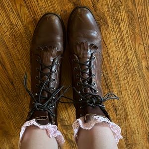 Vintage Justin Lace up Tassel Boots
